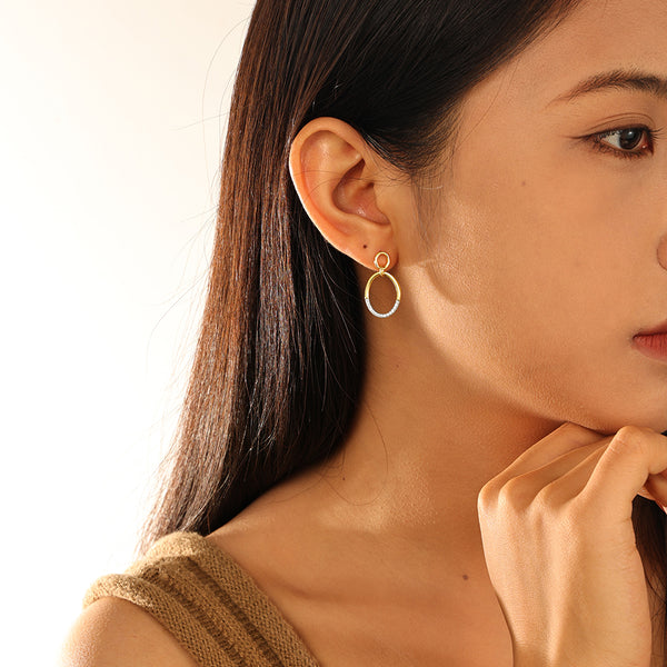 VFE0051 Interlock Double Circle Stud Earrings