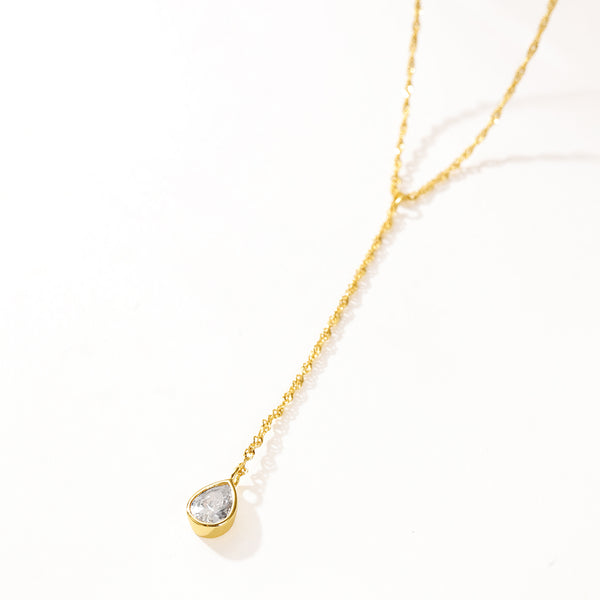 VFX0121 Teardrop CZ Lariat Necklace
