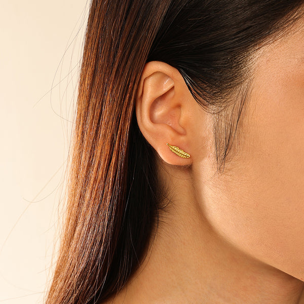 FE2771 925 Sterling Silver Feather Mini Stud Earring