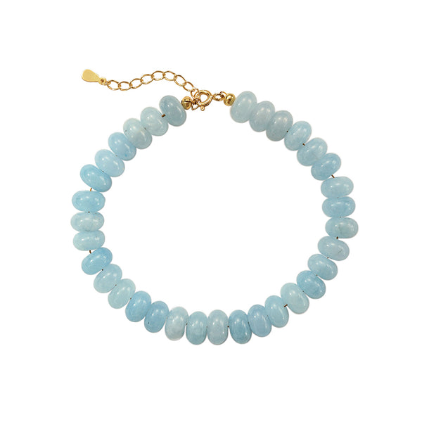 PB0147 925 Sterling Silver Blue Jade Charm Beaded Bracelet