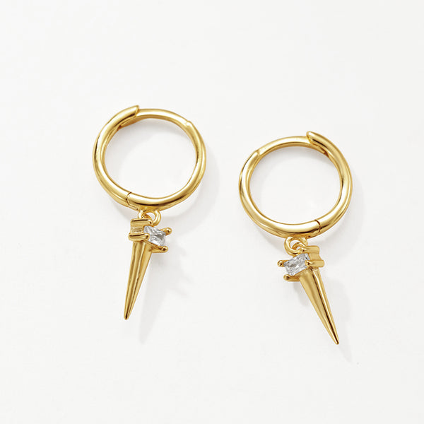 FE3182 Spike CZ Dangle Hoop Earring