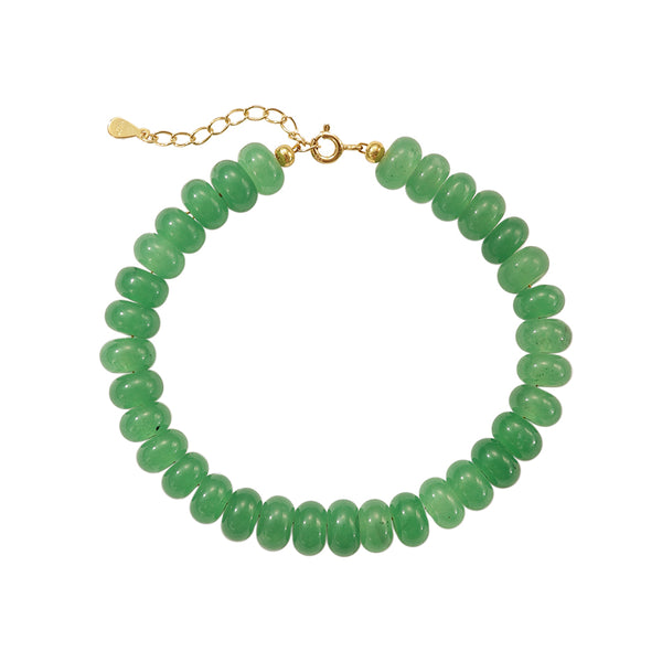 PB0143 925 Sterling Silver Green Aventurine Beaded Bracelet