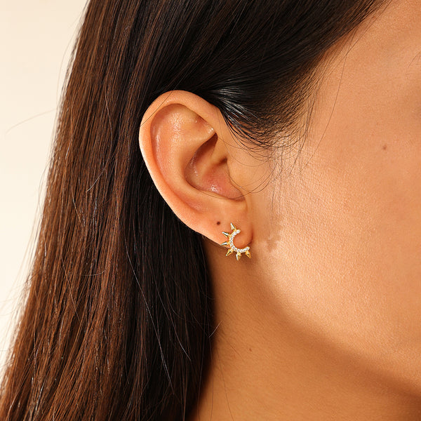 FE2941 925 Sterling Silver Punk Tapered Stud Earrings