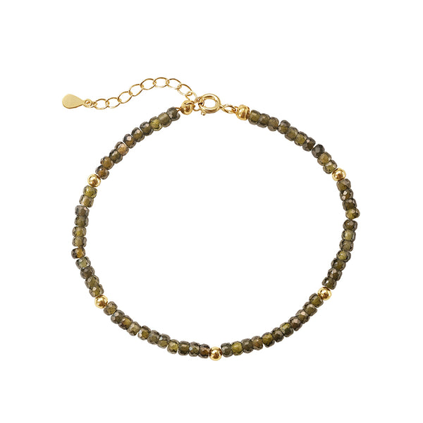 PB0108 925 Sterling Silver Green Cubic Zirconia Bead Charm Bracelets