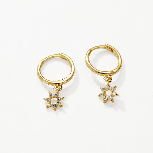 FE3179 Starburst Dangle Hoop Earring