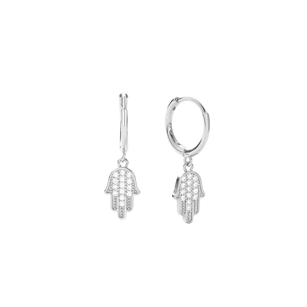 FE2719 925 Sterling Silver Hand Palm Dangle Earrings
