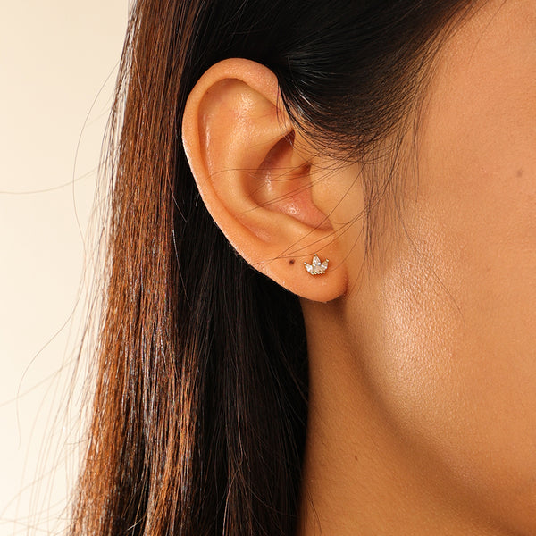 FE2764 925 Sterling Silver Crown Screw Earrings