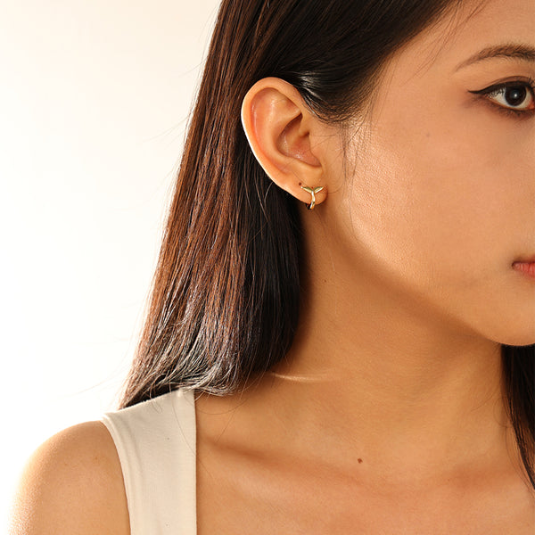 FE2935 925 Sterling Silver Fishtail Hoop Earrings