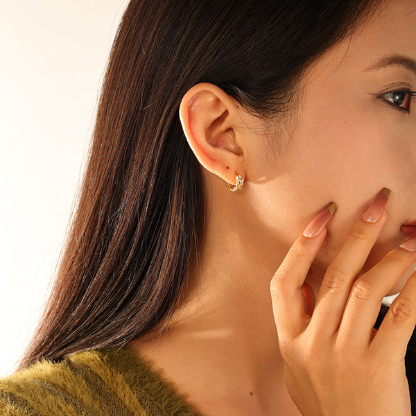 FE3097 Pave Cubic Zirconia Hoop Earring