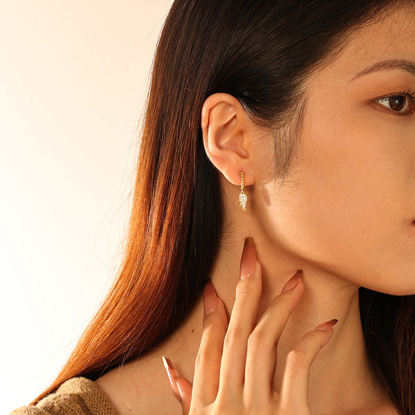 FE2876 925 Sterling Silver Crystal Wigs Dangle Hoop Earrings