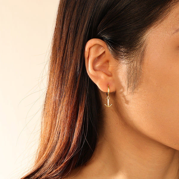 FE2808 925 Sterling Silver Cubic Zirconia Boatsight Dangle Earrings