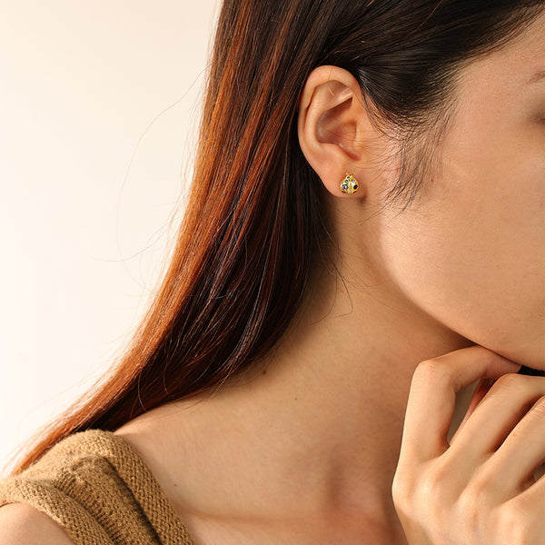 FE2834 925 Sterling Silver Ladybug CZ Stud Earrings