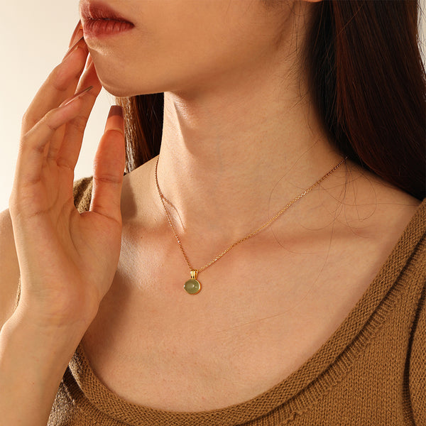 FX1187 925 Sterling Silver Personalized Aventurine Jade Pendant Necklace