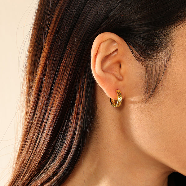 FE2857 925 Sterling Silver Simple Hollow Hoop Earrings