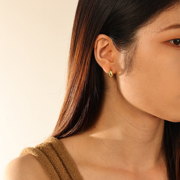 FE2896 925 Sterling Silver Chunky Rainbow Crystal Hoop Earrings