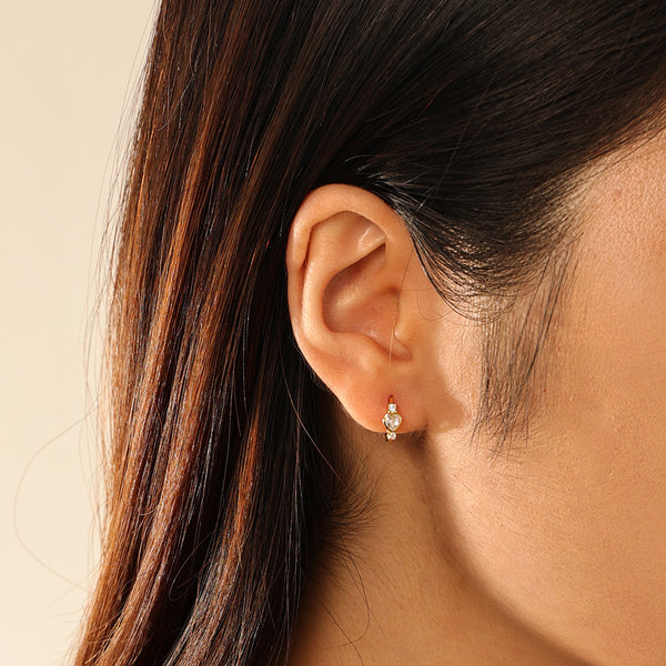 FE2874 925 Sterling Silver Heart Cubic Zircon Hoop Earrings