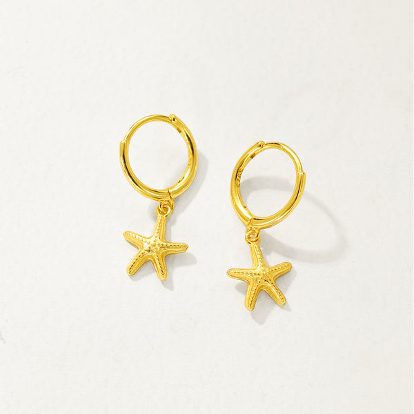 FE2810 925 Sterling Silver Starfish Dangle Earrings
