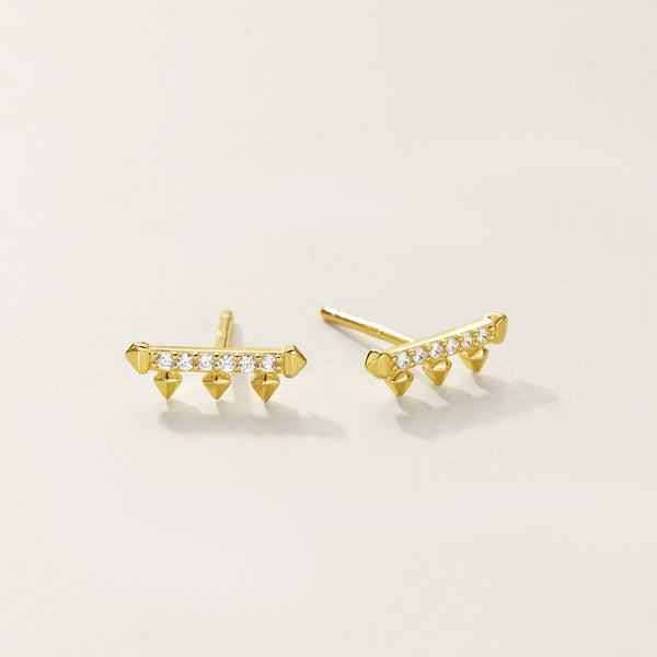 FE2864 925 Sterling Silver CZ Bar Stud Earring