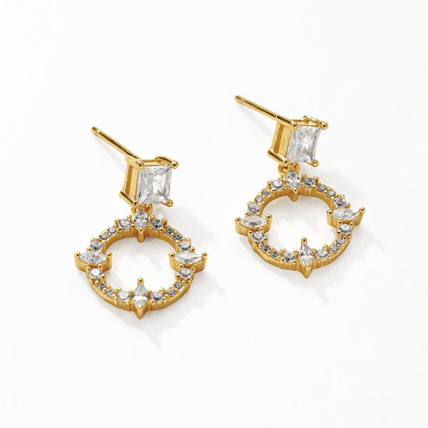 FE3177 Zirconia Circle Dangle Stud Earring