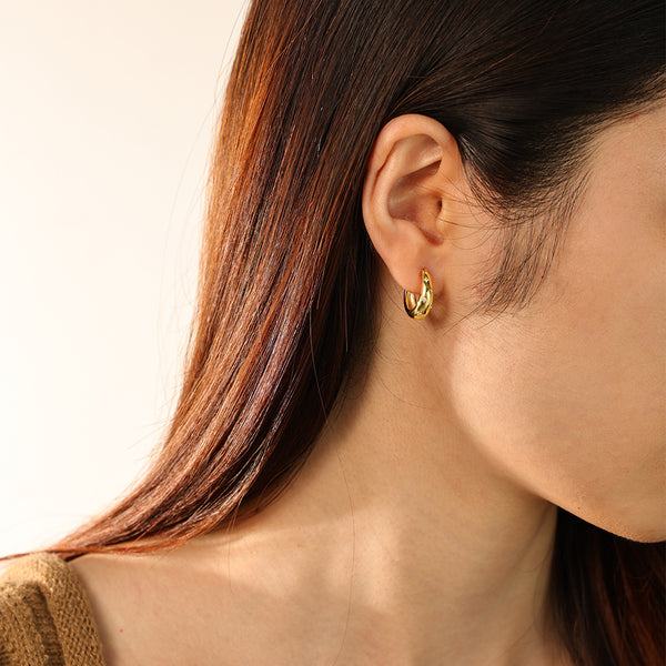 FE2826 925 Sterling Silver CZ Chunky Hoop Earring