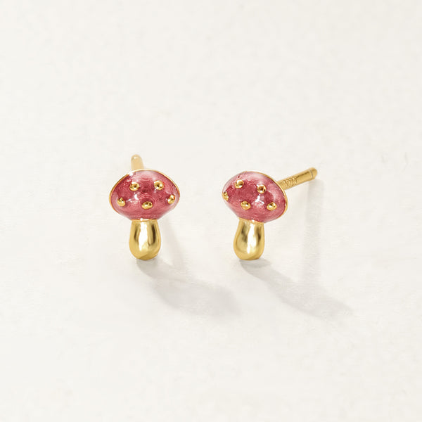 FE2752 925 Sterling Silver Enamel Mushrom Stud Earring