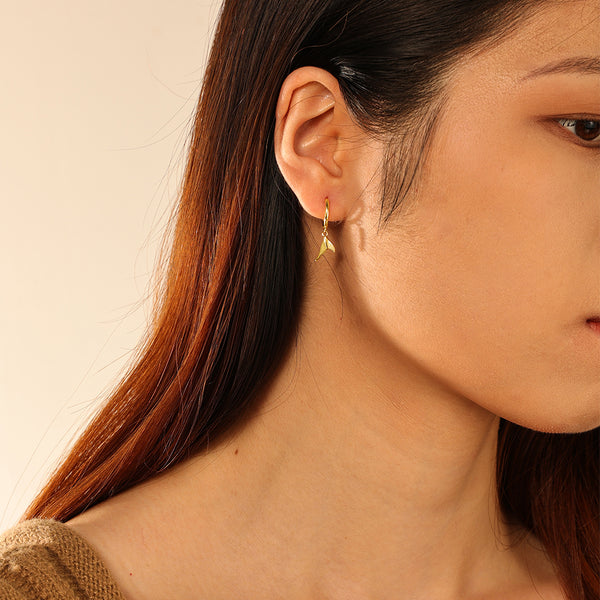 FE2737 925 Sterling Silver Fishtail Dangle Hoop Earrings