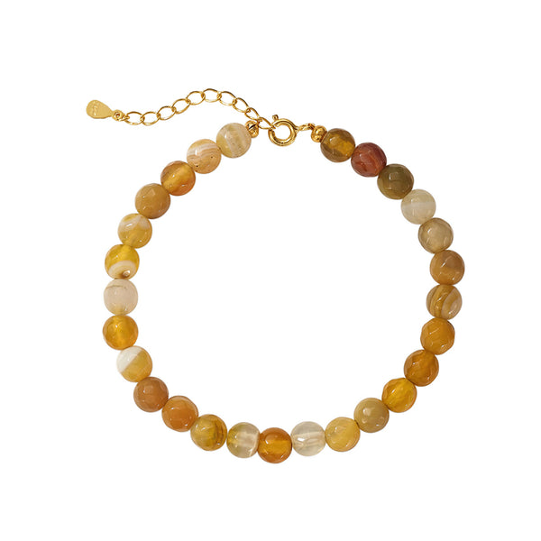 PB0115 Amber Color Agate Charm Beaded Bracelets