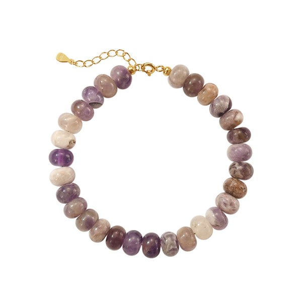 PB0140 925 Sterling Silver Amethyst Charm Beaded Bracelets