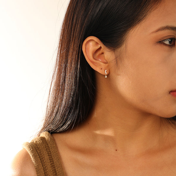 FE2835 925 Sterling Silver Bezel Cubic Zirconia Stud Earrings