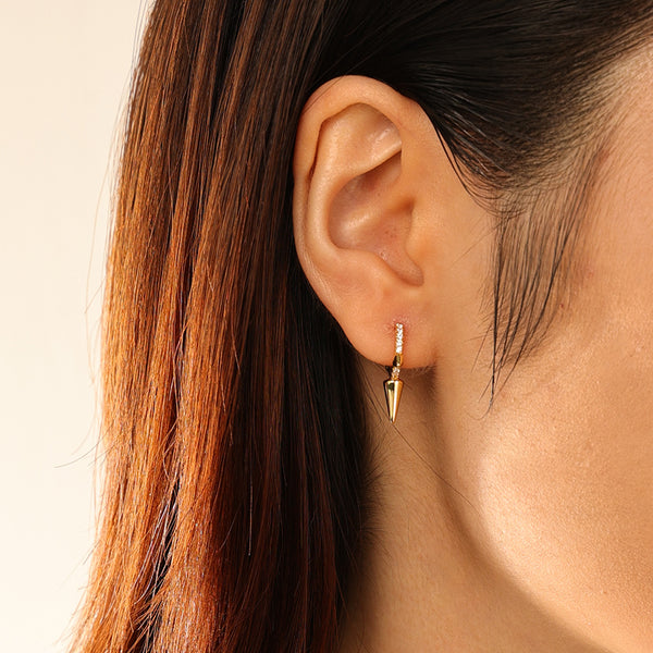 FE2960 925 Sterling Silver Zircon Rivet Dangle Earring