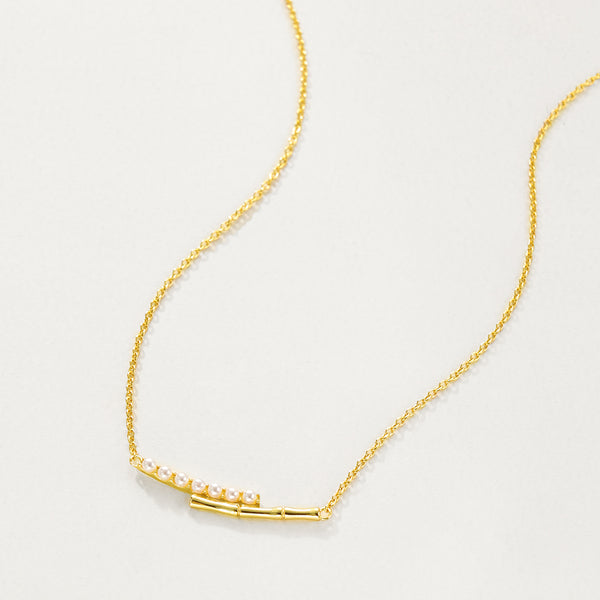 FX1190 925 Sterling Silver Bamboo Pearl Clavicle Necklace