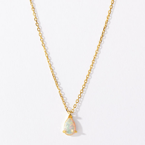 VFX0280 Waterdrop Pear Cut Opal Pendant Necklace