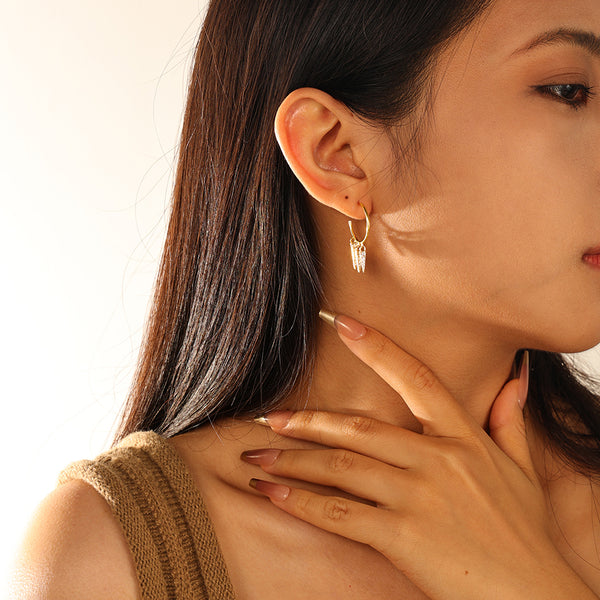 FE2838 925 Sterling Silver Conical Tassel Earrings