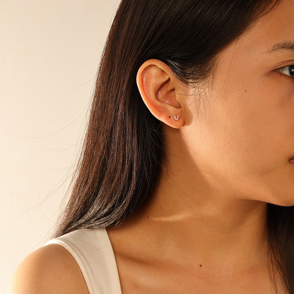 FE2928 925 Sterling Silver V-shaped Screw Piercing Stud Earrings