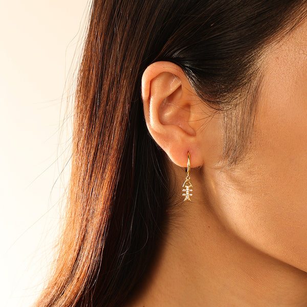 FE2716 925 Sterling Silver Zircon Herringbone Dangle Earrings