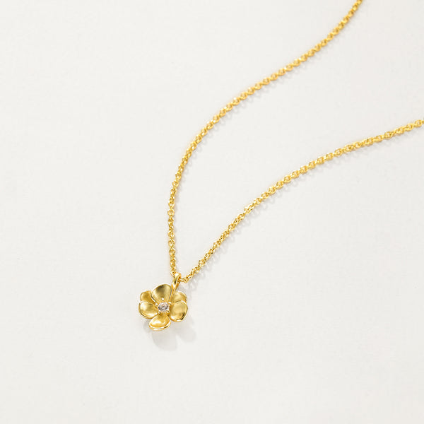 FX1180 925 Sterling Silver CZ Flower Pendant Necklace