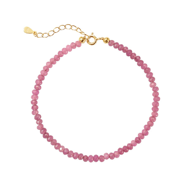PB0125 925 Sterling Silver Pink Jade Bead Women Bracelets