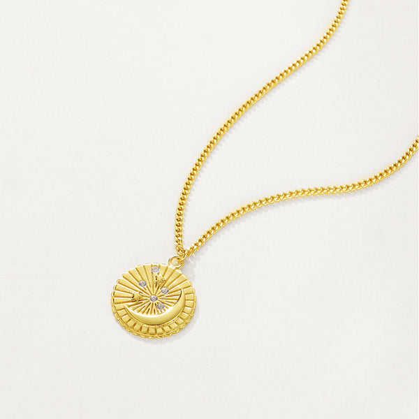 FX1186 925 Sterling Silver Moon Star Diamond Pendant Necklace