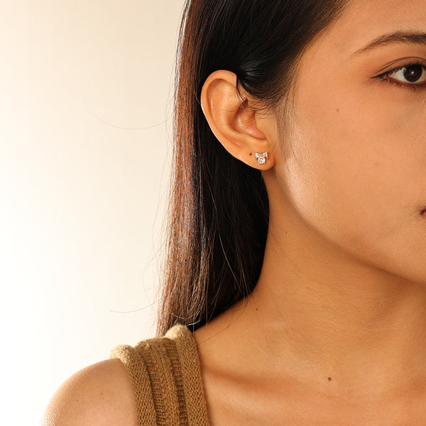 FE2763 925 Sterling Silver Bow Screw Stud Earrings