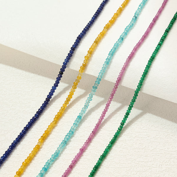 PB0129 925 Sterling Silver Ligh Bule Jade Beaded Bracelets