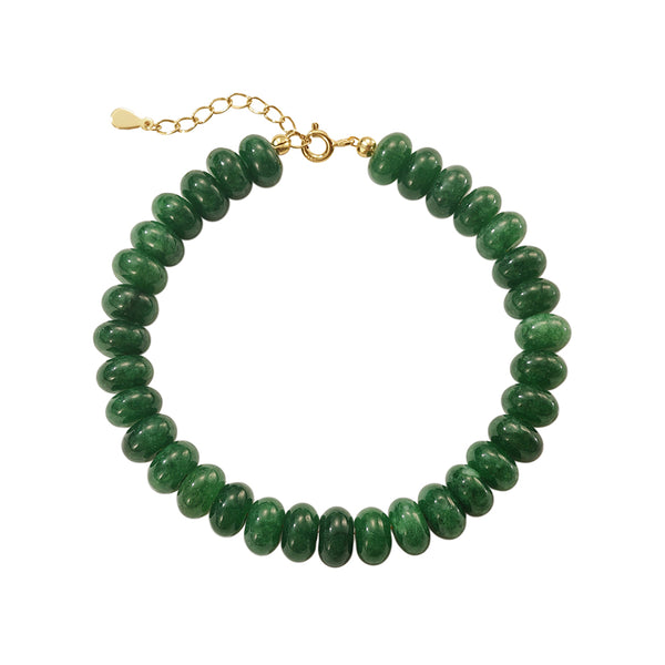 PB0132 925 Sterling Silver Green Beaded Charm Bracelets