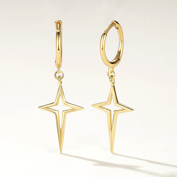 FE2119 925 Sterling Silver Corss Women Dangle Hoop Earrings