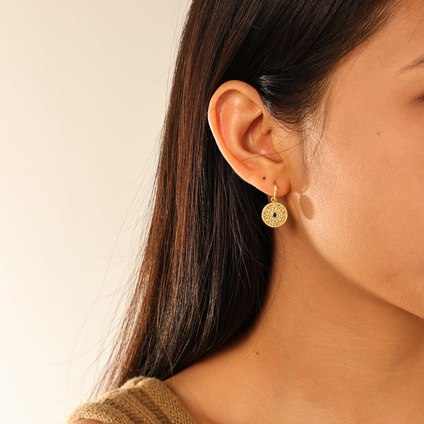 FE2791 925 Sterling Silver 12 Constellation Compass Dangle Hoop Earrings