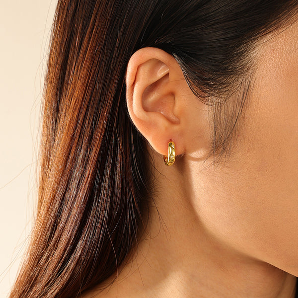 FE2836 925 Sterling Silver Cubic Zirconia Zirconia Star Hoop Earrings