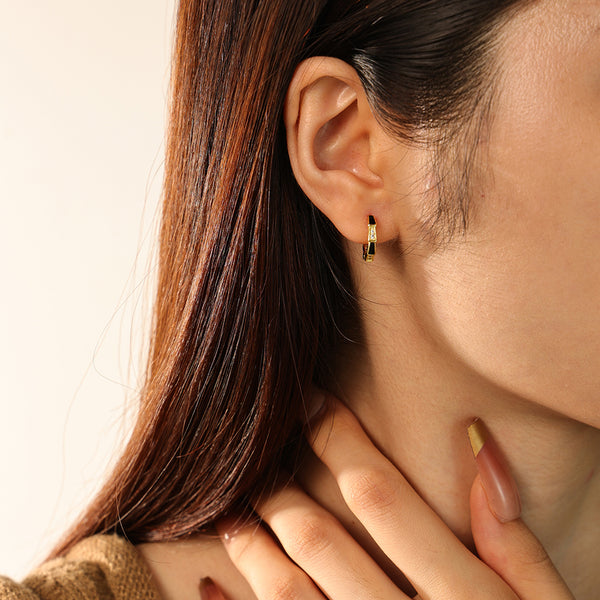 FE2762 925 Sterling Silver Enamel Hoop Earrings