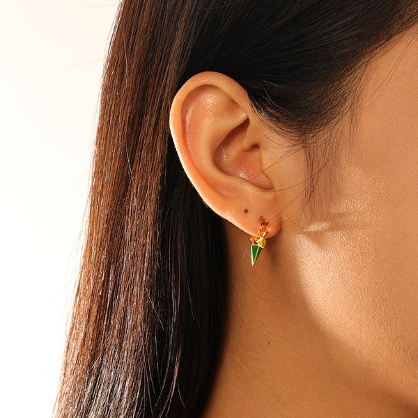 FE2918 925 Sterling Silver Colorful Enamel Rivets Hoop Earring