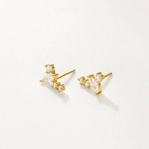 FE2882 925 Sterling Silver Crystal Climber Stud Earrings