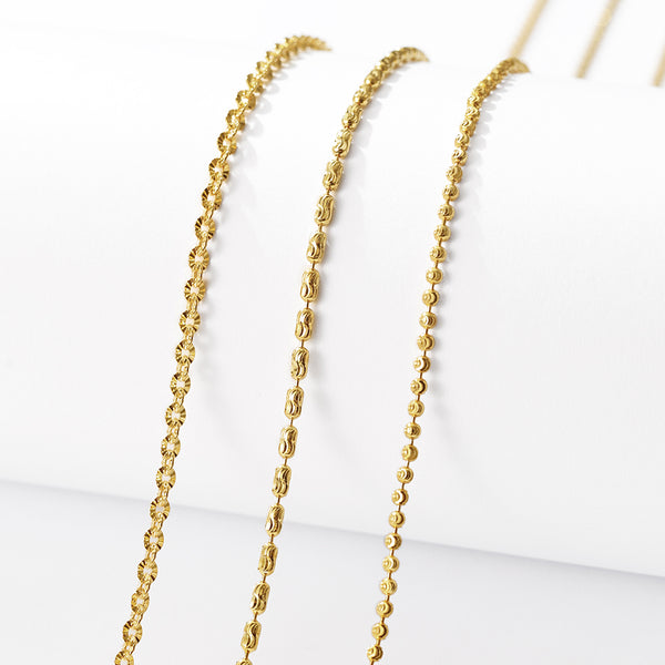 FX1288 925 Sterling Silver Crescent Gold Bead Chain Necklace