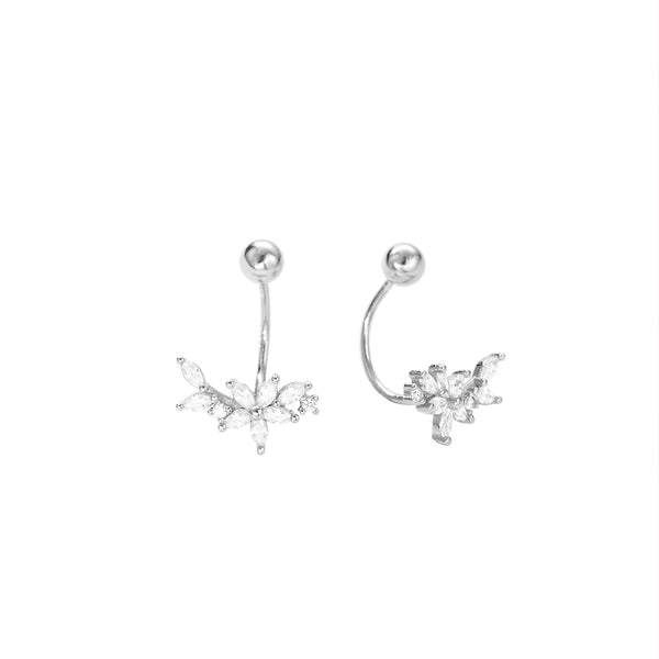 FE2801 925 Sterling Silver Screw Bead U Shaped Flower Earrings