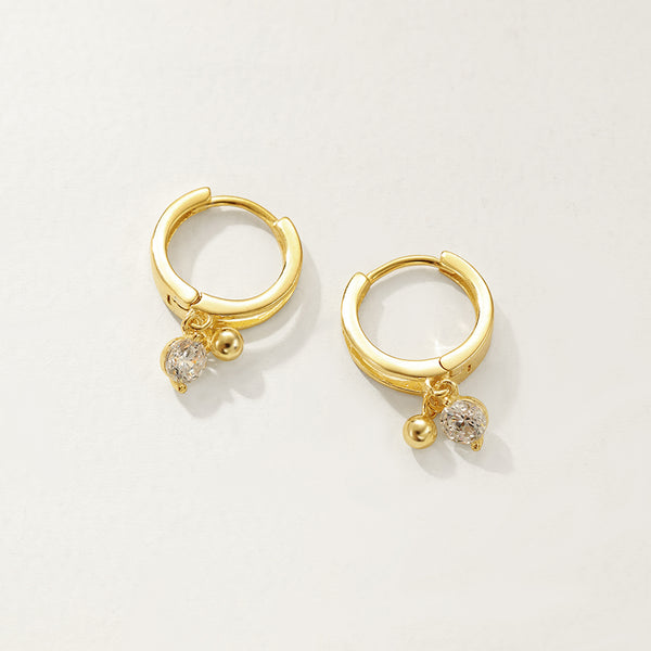 FE2766 925 Sterling Silver Cubic Zirconia Dangle Hoop Earrings